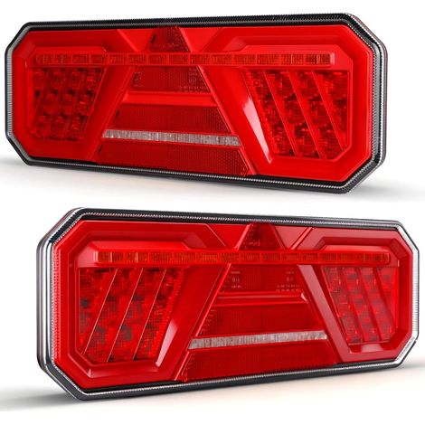 Jeu De Feux Arrière LED 12V/24V IP67 Étanches Avec Feux Stop Clignotants Position Recul Antibrouillard Pour Remorque Camion Caravane Fourgon Tracteur (1/5)