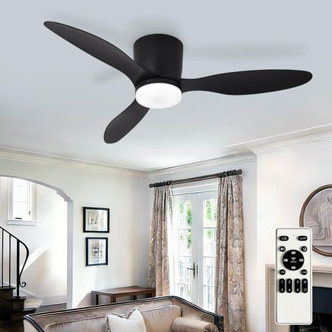 Ventilateur de plafond extra-plat 42" avec lumière et télécommande — 3 températures de couleur (CCT), réversible, silencieux, montage affleurant — Pour chambres à coucher