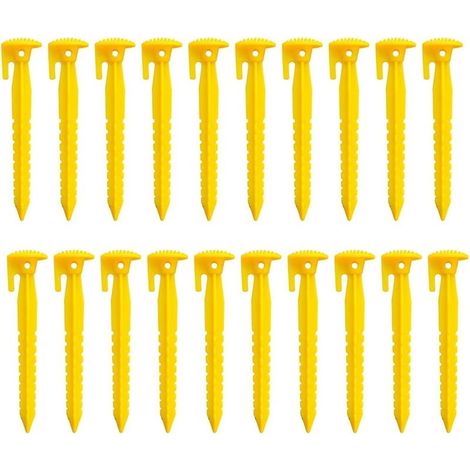 Picchetti per tenda in plastica, 20 pezzi, picchetti da campeggio in plastica resistenti, chiodi per tenda in plastica, picchetti a vite per tenda, chiodi per tenda da esterno, picchetti per tendalino (1/5)