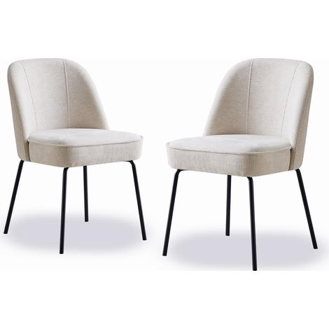 Set of 2 Dinning Chairs with High-Resilience Spring Cushion with Metal Legs,BEIGE (1/5)