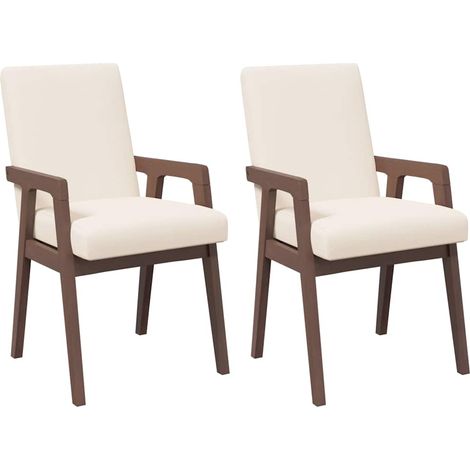 Maison Exclusive - Esszimmerstühle mit Kissen 2 Stk. Braun Massiv