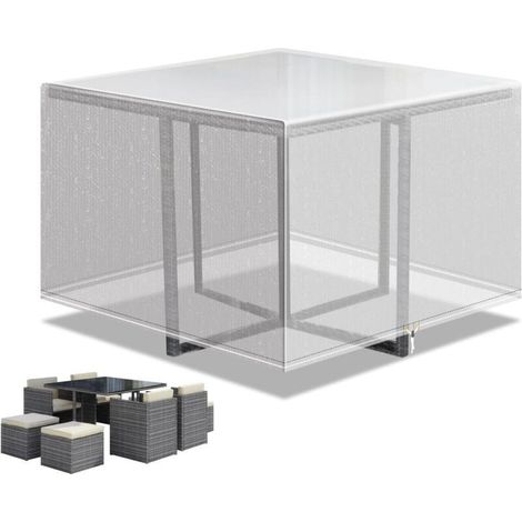 Housse de meubles d'extérieur, Patio cube housse de meubles imperméable à l'eau, 125x125x71cm transparent (1/4)