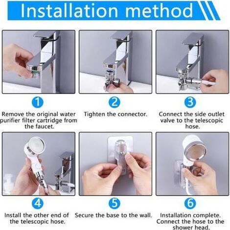 Pommeau de douche à main pour lavabo, pommeau de douche avec flexible, pommeau de douche à main avec support, pommeau de douche pour se laver les cheveux dans la salle de bain (1/4)