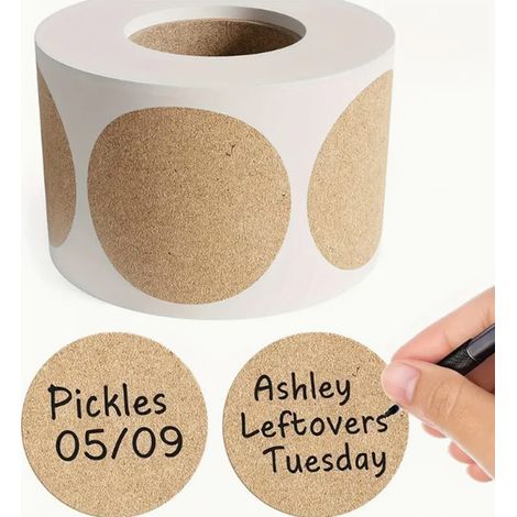 Dos paquetes que contienen 500 etiquetas redondas de papel kraft natural para la categorización de productos se ofrece la opción de personalización. (1/4)