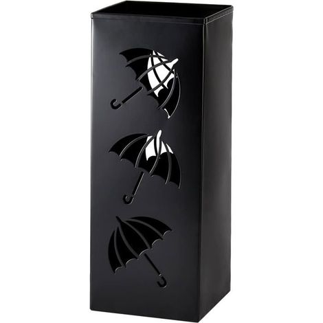 Porte-parapluies métal carré 16x16x42 cm – Noir – Design épuré – Pour entrée – Robuste (1/5)