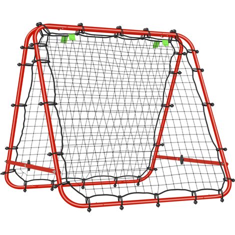 HOMCOM red de rebote plegable de doble cara con ángulo ajustable, tubo de acero, entrenamiento de fútbol, tenis, béisbol, 100x95x90 cm, rojo (1/5)
