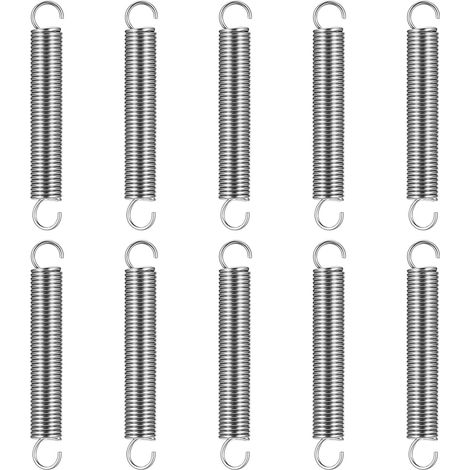 10 Pack Tension Springs with Hooks, Suspension Springs, Stainless Steel Double Hook Springs, Spiral Traction Springs, Size (70x10x1.3mm) (1/5)