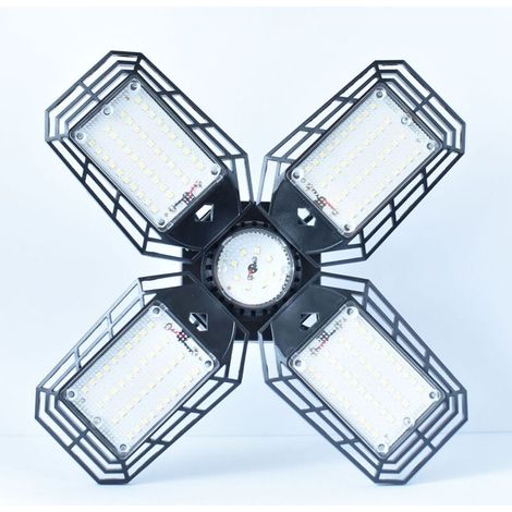 Ampoule LED de garage à lumière blanche avec 4 panneaux déformables, plafonniers de garage pour sous-sol, E27 pour garage, entrepôt, magasin, sous-sol (1/5)