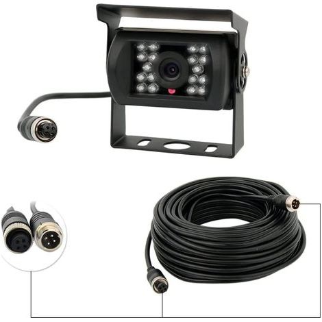 Caméra de recul 12-24 V, 4 broches, avec 18 LED infrarouges, étanche, vision nocturne, câble 4 broches pour voiture/bus/camion/remorque/caravane/camping-car (1/5)