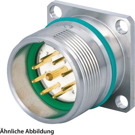 HUMMEL SET inkl. Kontakte M23 Signal INOX Geräteteckverbinder, Einlöteinsatz gerade Polzahl 6-pol., Stift mit Vibrationsschutz Vorderwand - 1 Stück