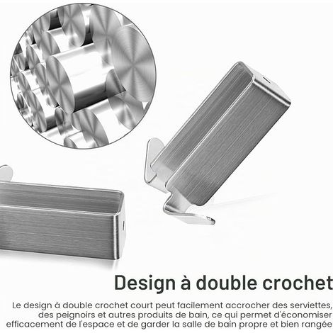 Crochet Double pour Douche - Acier Inoxydable 304 - Porte-Serviette pour Paroi de Douche Verre (1/4)