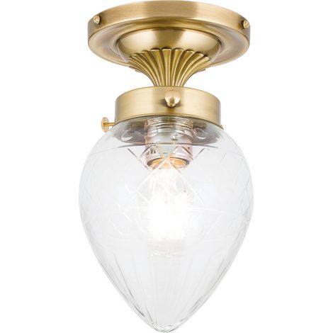 [NEUWERTIG] Orion Deckenleuchte Lampe Enna ø 15 Cm Bronze Transparent Messing Glas E27 Lampe B-Ware