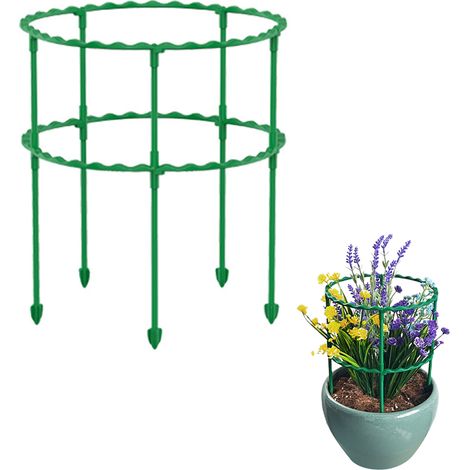 Cage de Support pour Plantes 25cm Vert Stable Réutilisable avec Anneaux Modulables ABS (1/5)