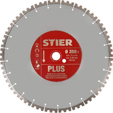 Disque à tronçonner diamanté STIER Plus Ø350 mm alésage 25,4 mm (1/5)