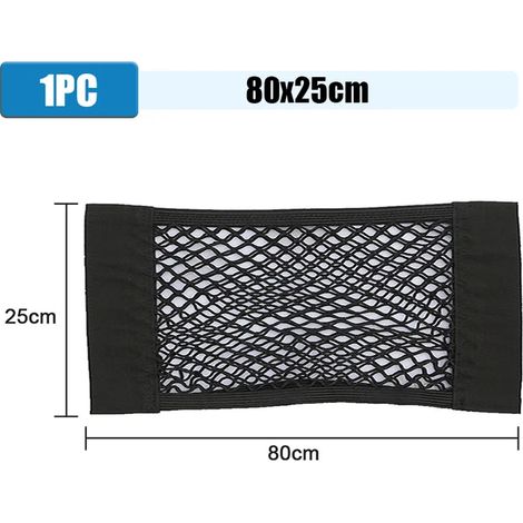Sac filet de rangement pour voiture (80 x 25 cm) - Organisateur en maille pour coffre arrière - Filet élastique pour ranger les débris - Poche pour siège - Sac auto-adhésif (1/5)