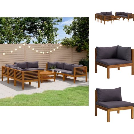 Gartenmöbel-Sets - Living 9-tlg. Garten-Lounge-Set mit Kissen Massivholz Akazie (1/5)