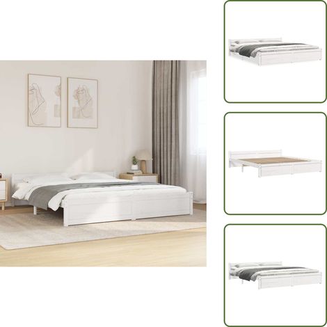 Massivholzbett Weiß 180x200 cm - Holzbett - Massivholzbette - Kiefernbett - Doppelbett - Boxspringbett (1/5)