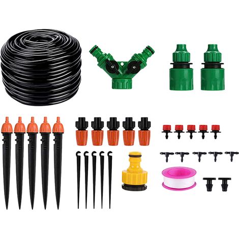 Kit d'irrigation goutte-à-goutte et brumisation DIY, 4,88 m, buses réglables et raccords rapides (16 pi)