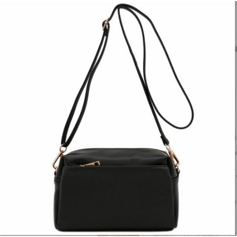 sac bandoulière en cuir avec triple fermeture éclair, à main de rangement et banane imperméable tend (1/5)