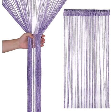 FENOPLASTICARideau de porte à pompons, rideau de fils pailletés, adapté aux portes et fenêtres, décoration de la maison (100 x 200 cm), violet (1/4)