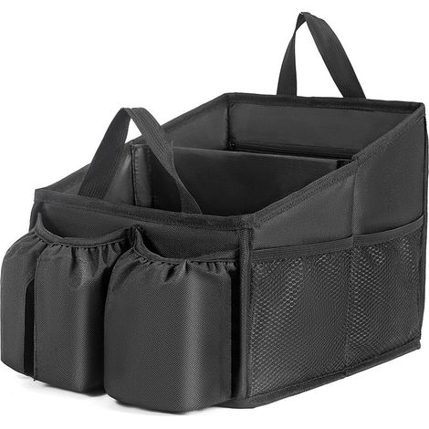 Organisateur Voiture, Pliable Organisateur de Siège Auto pour Siège Avant et Arrière Boîte de Rangement avec Porte-gobelets (1/5)