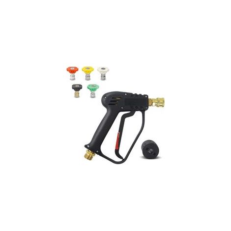 Pistolet de nettoyeur haute pression, 4000 PSI, interface M22 (14 mm) et interface rapide Karcher avec 5 embouts de buse d'eau pour le lavage de voiture