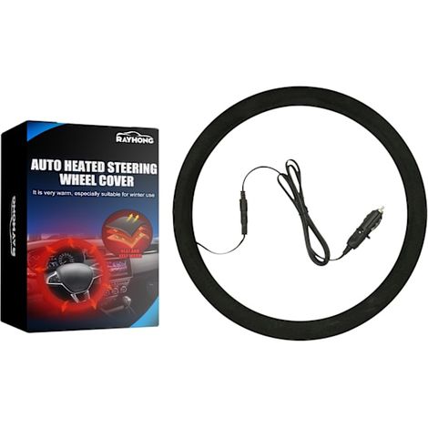 Manchon de volant chauffant pour l'hiver, chauffe-mains universel pour volant de voiture, noir (1/5)