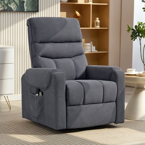 Sillón Levanta Personas con 8 Punto de Masaje Reposapiés Mando a Distancia y Bolsillo Lateral 83x92x110 cm Gris