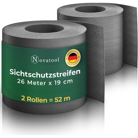 Novatool PP rouleaux de 52 m Bandes brise-vue durables pour clôture à double fil anthracite pour 20 rangées de clôture à fil Bandes brise-vue extra
