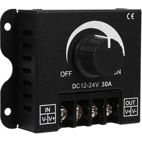 Variateur LED 12V-24V 30A Manuel pour Ruban Lumineux Monochrome