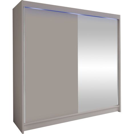 Armario Closico Cavaris I, Cachemira, 215x180x58cm, Puertas de armario: Correderas, Número de estantes: 5, LED