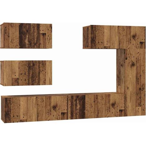 Maison Exclusive - TV-Schrankset Wandmontiert 6 pcs Altholz Holzw