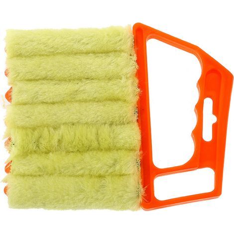 Spazzola per la pulizia di persiane veneziane, arancione, 13,5 cm x 16 cm, 1 pezzo. Spazzola per la casa, ideale per tende e ventilatori, e per pulire gli angoli. (1/5)