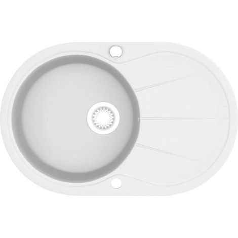 Maison Exclusive - Évier de cuisine Granit Seul lavabo Ovale Blanc (1/5)