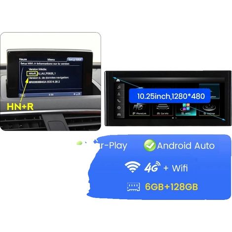 Auto-Multimedia-Player, Plug and Play, Smartphone-Kompatibilität, kompatibel mit Audi Q3 2013-2019, 6G+128G HN+R (1/2)