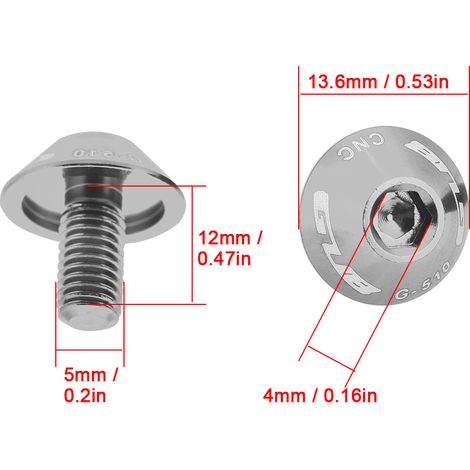 GUB G-510 Lot de 2 vis de fixation M5  12 mm pour porte-bidon de vélo (argent) (1/5)