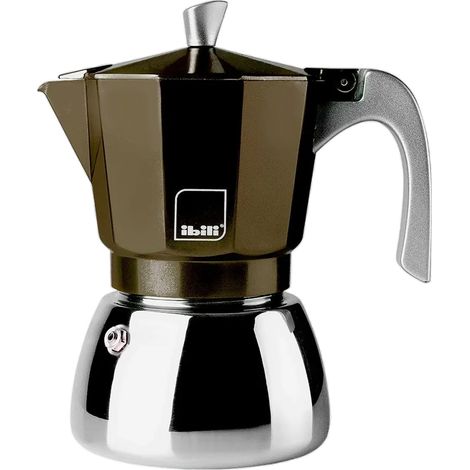 Cafetera Ibili Elba de 3 tazas de aluminio dorado 14 cm