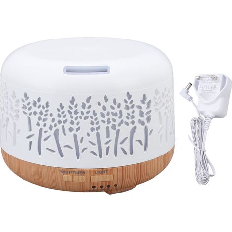 Humidificateur de table 300ml design bois, silencieux, diffuseur d'arômes avec lumière LED couleur, prise UK 100-240V (1/5)
