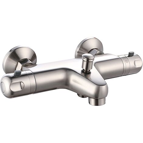 Edouard Rousseau – Mitigeur Thermostatique VOLGA 2 Bain-Douche Inox – Débit 12/14 L/min – Bouton Éco-Stop – Finition Inox (1/2)