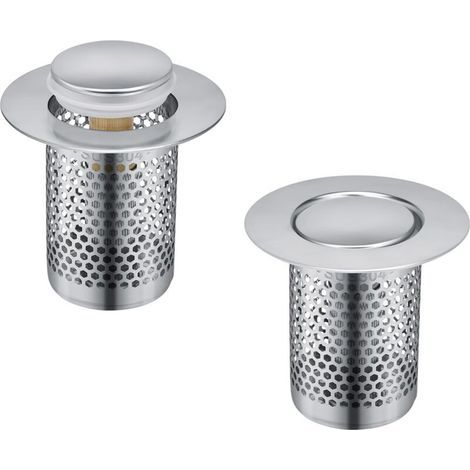 2 Pièces Filtre à Evier en Acier Inoxydable Cuisine, 33 × 51.3 mm Grille Douche, Bonde Evier Pop-Up en Noyau en Laiton, pour Cuisine, Salle de Bain, Baignoire (1/5)