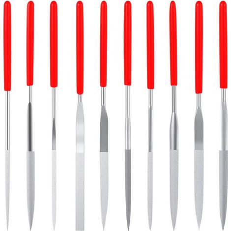Lot de 10 mini limes diamantées 140mm avec manche en silicone pour métal, bois, verre (1/5)