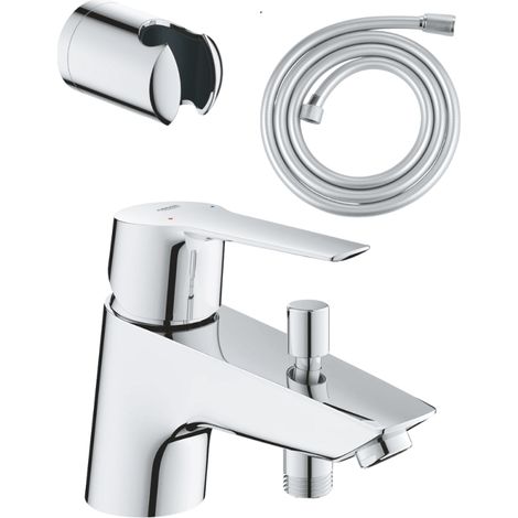 Pack mezclador mecánico de baño y ducha GROHE Start + flexo de ducha VitalioFlex Comfort 1750 + Soporte de pared