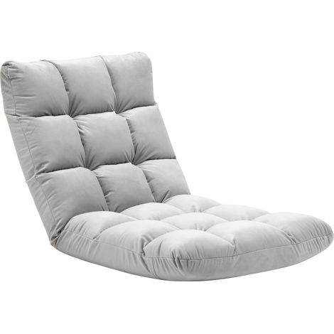 Fauteuil Convertible Fauteuil Paresseux Grand Confort Inclinaison Dossier Multipositions 90°-180° Flanelle Polyester capitonné Gris Clair (1/5)
