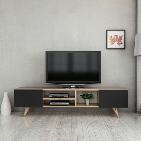 Meuble TV DORE Noir 160 cm (1/4)