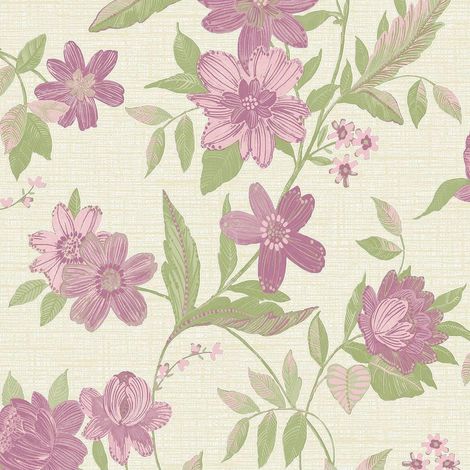 Pink Katsu Trail Wallpaper Grandeco Floral Paste The Wall Textured Blown Vinyl (1/4)