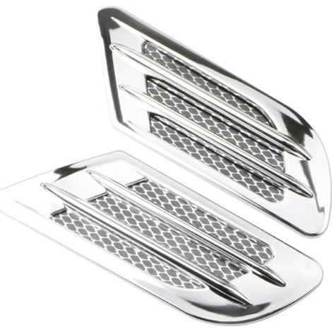 KZQ 2 pegatinas para rejilla de ventilación lateral de coche, cubierta para orificio de ventilación, red decorativa universal para coche (plateada) (1/4)