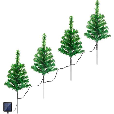 Jiubiaz Solar-Weihnachtsbaum Gartenstecker, 4 Stück, 80 bunte LEDs, 8 Leuchtmodi, 50 cm (1/5)