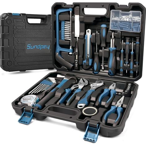 Malette à Outils 148 Pièces - Caisse à Outils Complète Portable avec Tournevis et Pinces - Kit d’Outils Idéal pour Maintenance Quotidienne à la Maison ou au Garage Bleu (1/5)