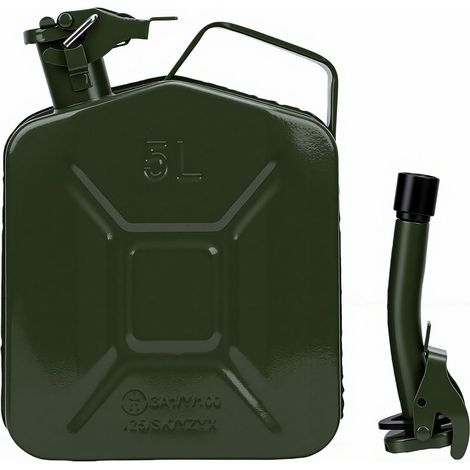 Bidon D' Métallique de 5 Litres, Réservoir de Stockage Métallique avec Bec Verseur et Bouchon à Vis pour le Stockage D'huile Moteur et D'antigel pour Voitures et camions. (1/5)