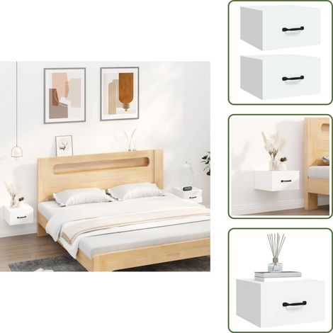 Wand-Nachttische 2 Stk. Weiß 35x35x20 cm - Wand-Nachttisch - Holzwerkstoff Möbel - Weißer Nachttisch - Wohnzimmer Dekoration - Platzsparend Regal